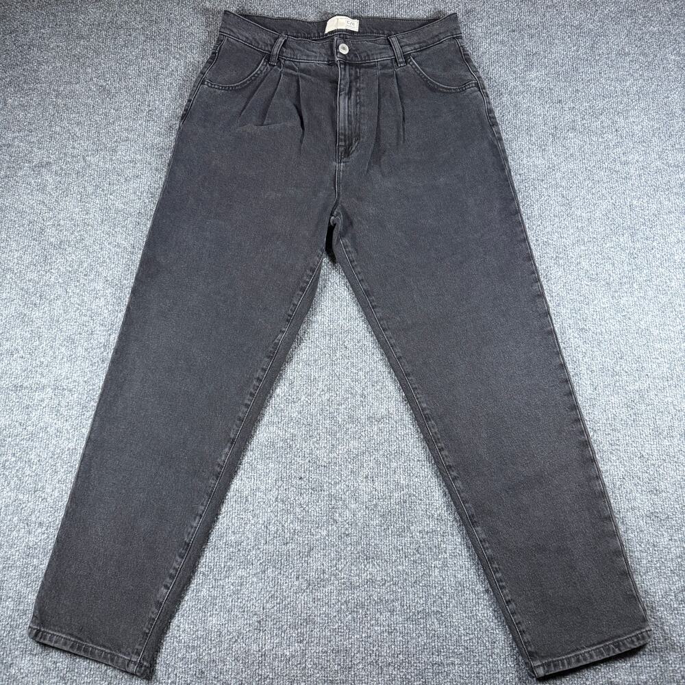 Current Elliot Jeans Women 30 Washed Black Pleated Denim Taper High Rise